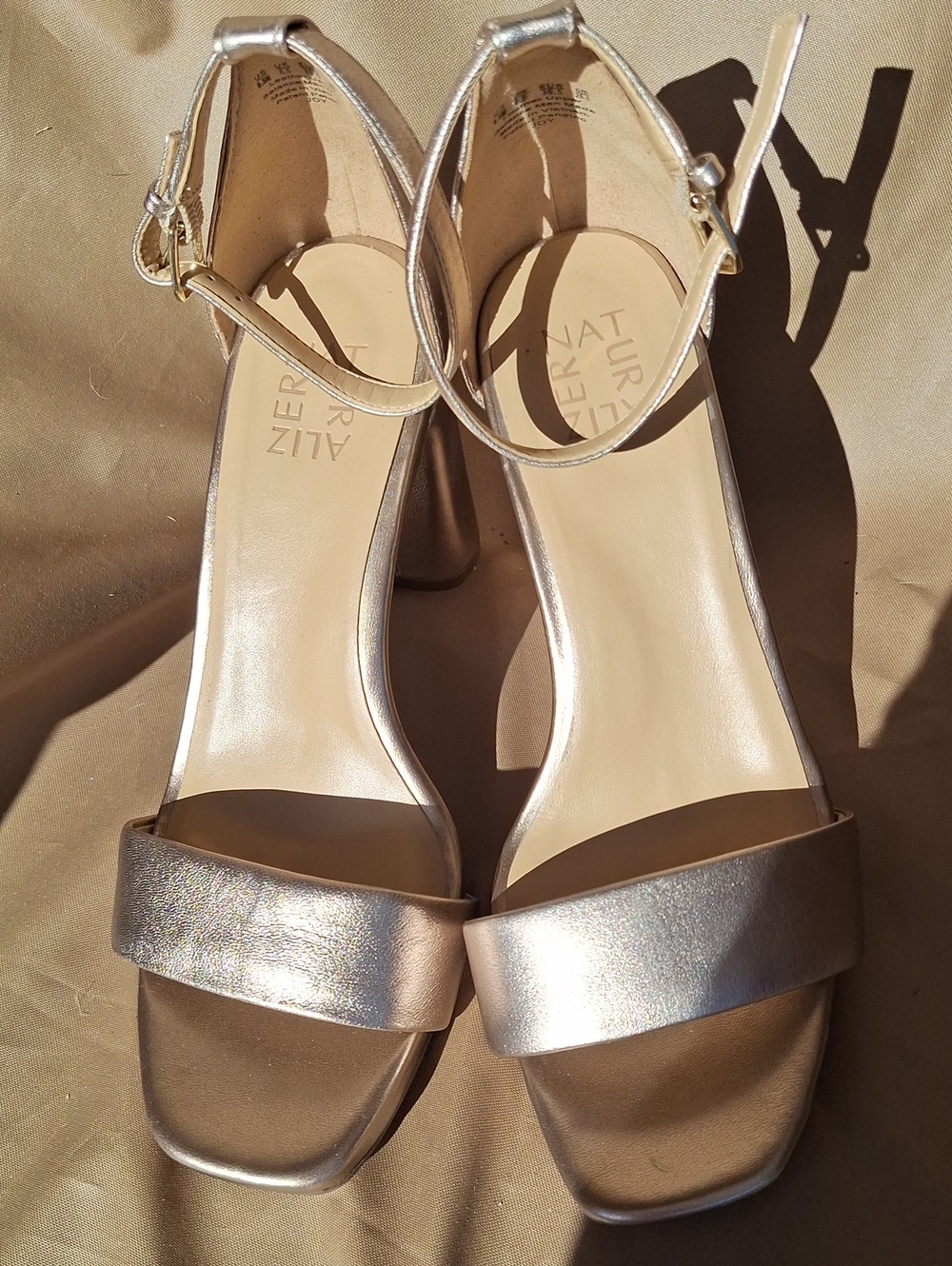 Naturalizer Gold Ankle-Strap Leather Joy Block Heel Sandals